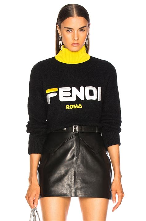 fendi logo sweater black and white|Fendi oversized sweater.